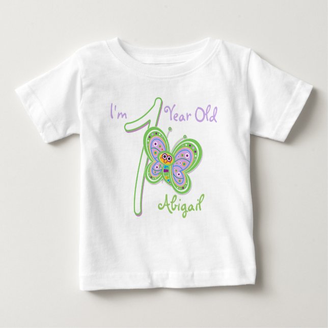 Pour Bébé 1er Anniversaire Papillon Baby T-shirt (Devant)