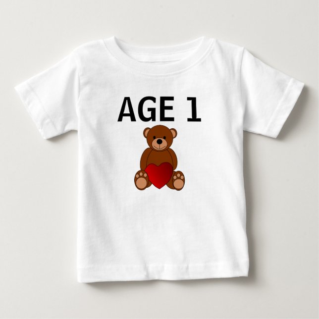 POUR BÉBÉ 1ER ANNIVERSAIRE TEDDY BEAR BABY T-SHIRT (Devant)