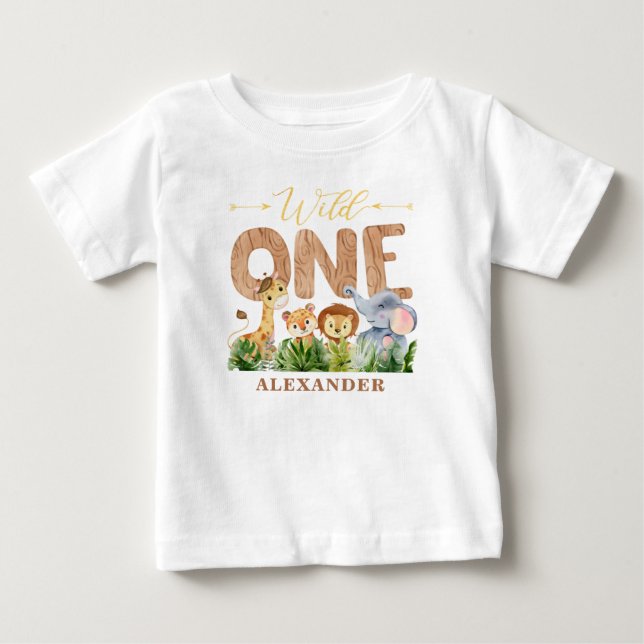 Pour Bébé 1er Anniversaire Wild One Jungle Baby T-shirt (Devant)