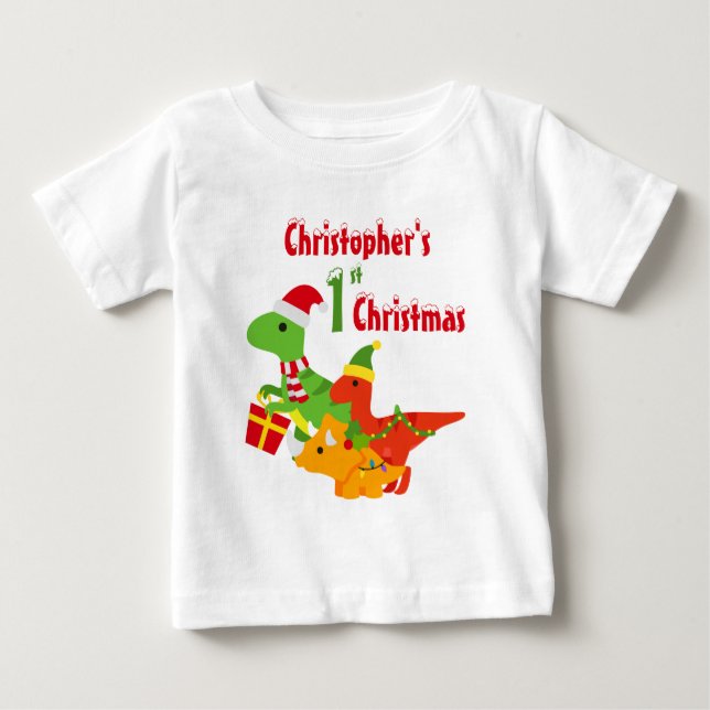 Pour Bébé 1er T-Rex T-Shirt de Noël Dinosaur (Devant)