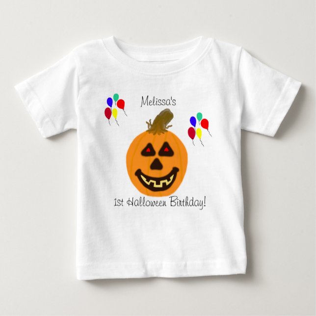 Pour Bébé 1er T-shirt Citrouille et ballons d'Halloween (Devant)