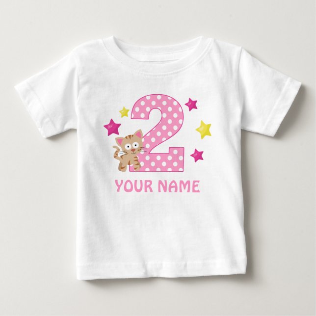 Pour Bébé 2e anniversaire Kitty Cat Girl T-shirt personnalis (Devant)
