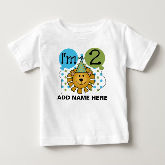 Pour Bébé 2ème T-shirt personnalisé d'anniversaire de lion (Devant)