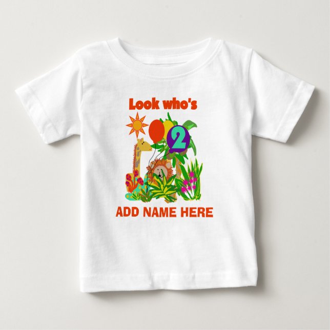 Pour Bébé 2ème T-shirt personnalisé d'anniversaire de safari (Devant)