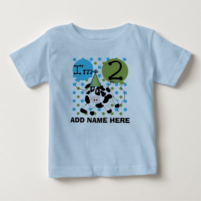 Pour Bébé 2ème T-shirt personnalisé d'anniversaire de vache (Devant)
