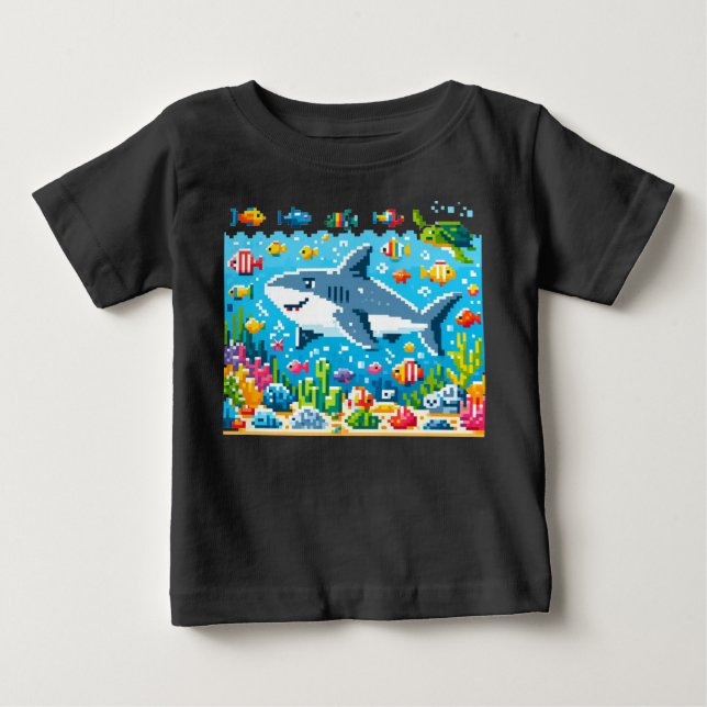 Pour Bébé 8-Bit Shark Adventure T-Shirt (Devant)