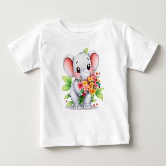 Pour Bébé Adorable Elephant Bouquet Baby & Kids T-Shirt (Devant)