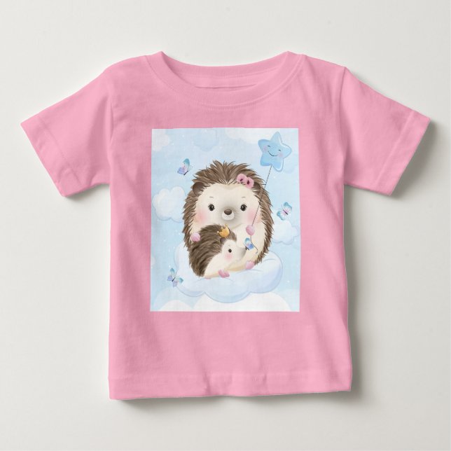 Pour Bébé Adorables Hérisson Mère Et Baby T-Shirt (Devant)
