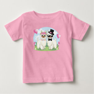Pour Bébé Adorables Llama Love Llama Couple T-Shirt