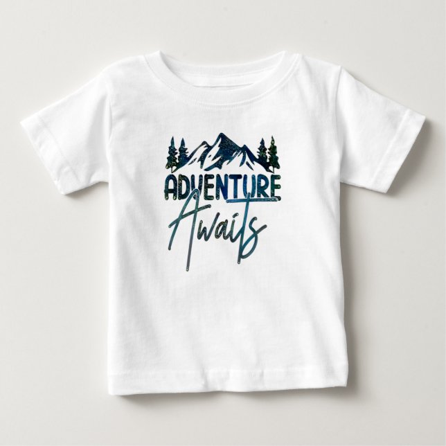 Pour Bébé Adventure Await, T-shirt Mountain Baby (Devant)