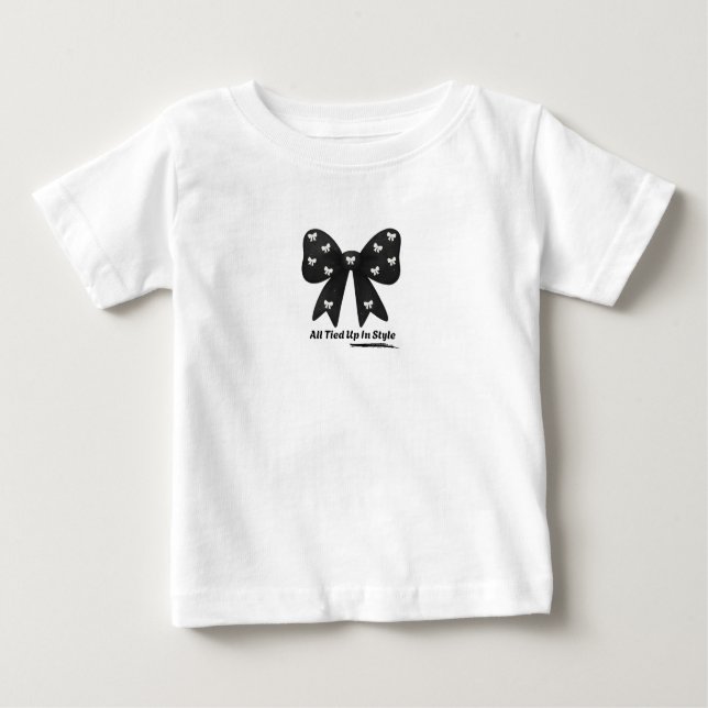Pour Bébé All Tied Up In Style – Chic Minimalist Bow T-Shirt (Devant)