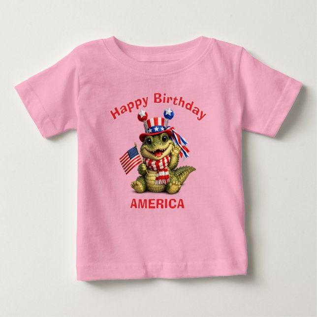 Pour Bébé Alligator (3e) Patriotic Kid T-Shirt (Devant)