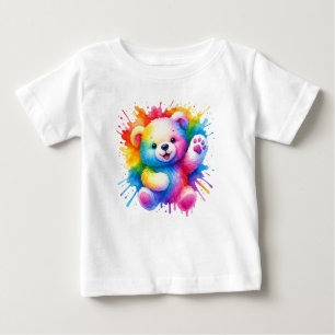 Pour Bébé Aquarelle colorée Ours en peluche mignon T-shirt é