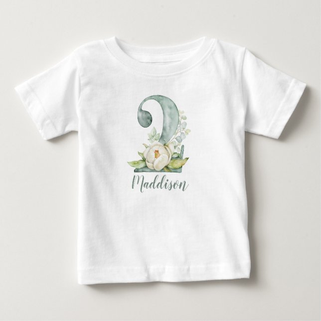 Pour Bébé Aquarelle Floral 2ème anniversaire T-shirt (Devant)