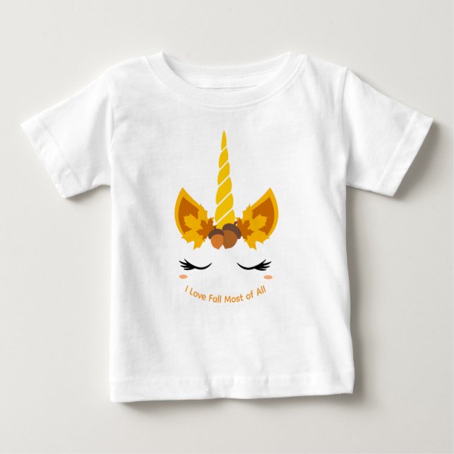 Pour Bébé Automne Automne Unicorn Baby Girl T-shirt ou carro (Devant)