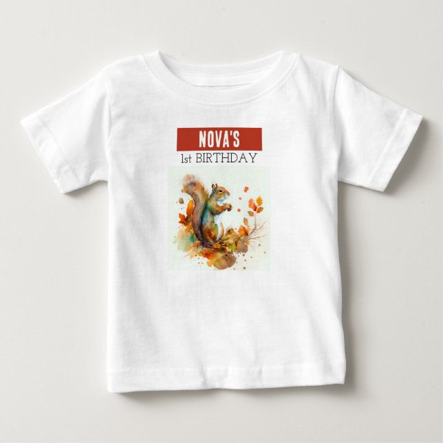 Pour Bébé Automne / Autumn Vibes Squirrel - T-shirt d'annive (Devant)