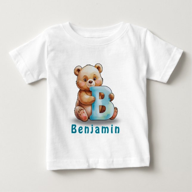 Pour Bébé B is for Bear – Custom Baby T-Shirt with Name (Devant)