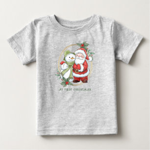 Pour Bébé Baby 1er Noël Père Noël Snowman Rudolph T-Shirt