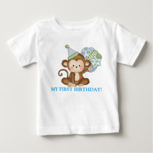 Pour Bébé Baby boy singe premier t-shirt d'anniversaire