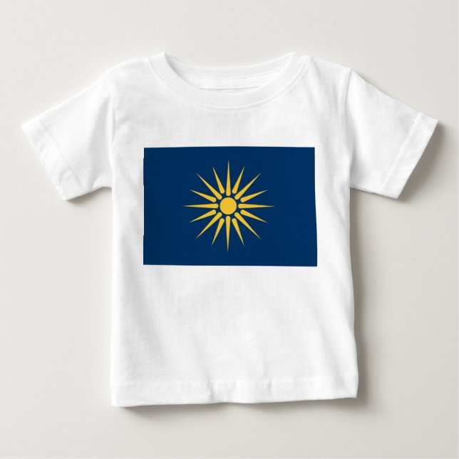 Pour Bébé Baby T-Shirt with Flag of Macedonia, Greece (Devant)