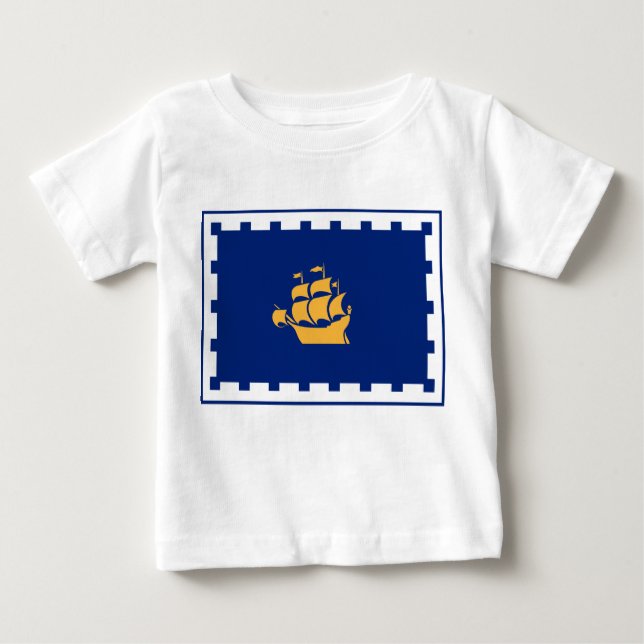 Pour Bébé Baby T-Shirt with Flag of Quebec City (Devant)