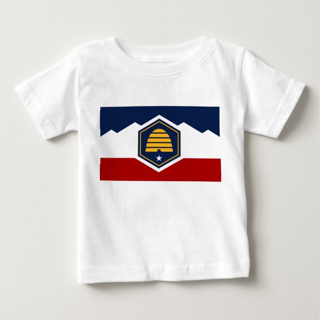 Pour Bébé Baby T-Shirt with Flag of Utah, USA (Devant)