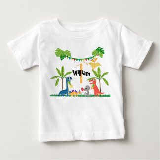 Pour Bébé Baby's First Birthday Dinosaur  Baby T-Shirt
