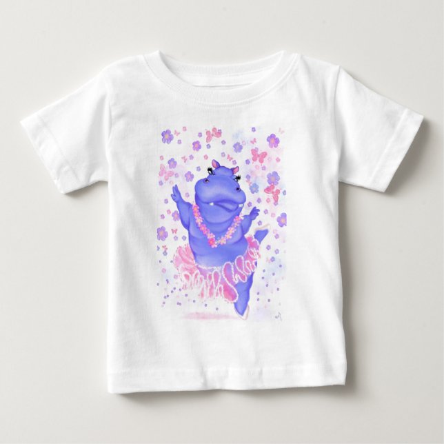 Pour Bébé Ballerina Hippo Ballet Dancer Funny Baby T-shirt (Devant)