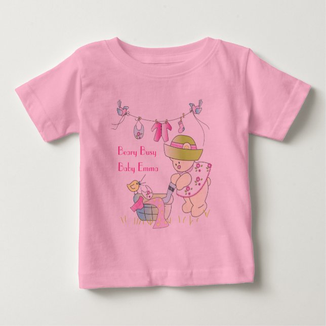 Pour Bébé Beary Busy Personnalisé Baby T-shirt (Devant)