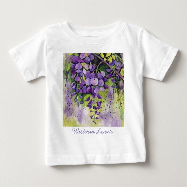 Pour Bébé Belle Fleurs De Wisteria En T-Shirt Aquarelle (Devant)