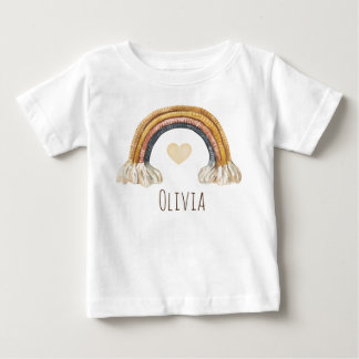 Pour Bébé Boho Baby Aquarelle Arc-en-ciel Beige Baby T-shirt