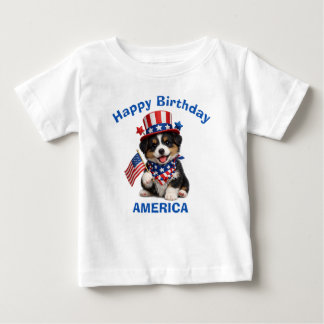 Pour Bébé Border Collie Puppy (2r) Patriotic Kid T-Shirt