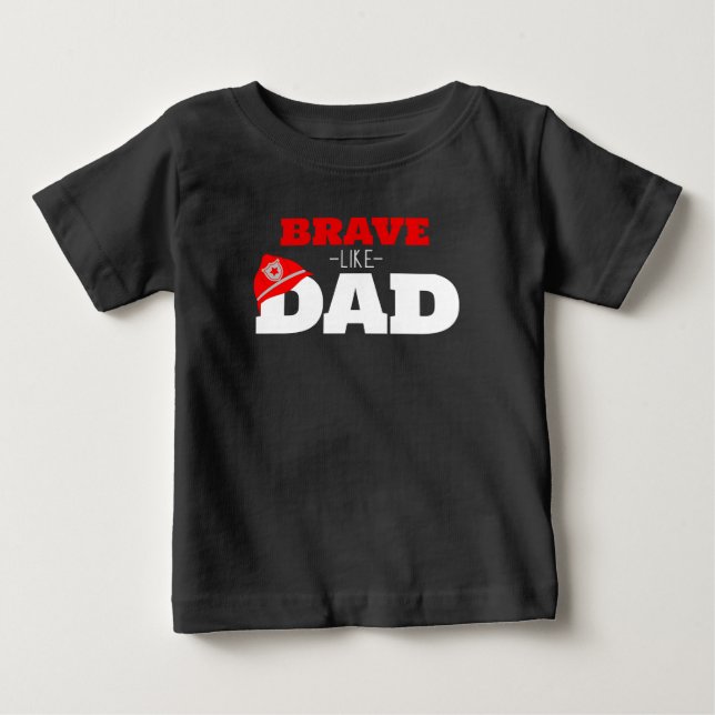 Pour Bébé Brave Comme Papa Firefighter T-shirt noir (Devant)