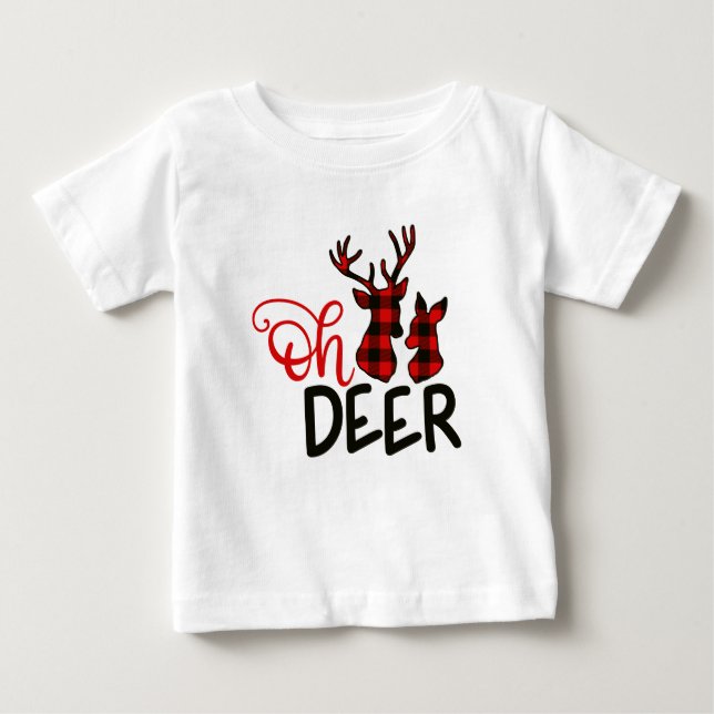 Pour Bébé Buffalo Plaid Oh Deer T-Shirt (Devant)