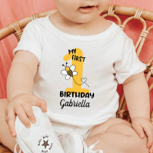 Pour Bébé Bumble Bee My First Birthday Baby T-Shirt