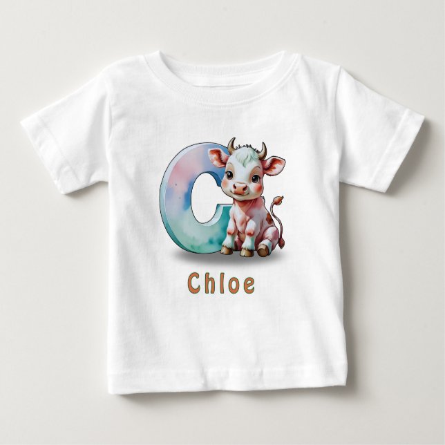 Pour Bébé C is for Cow – Custom Baby T-Shirt  (Devant)
