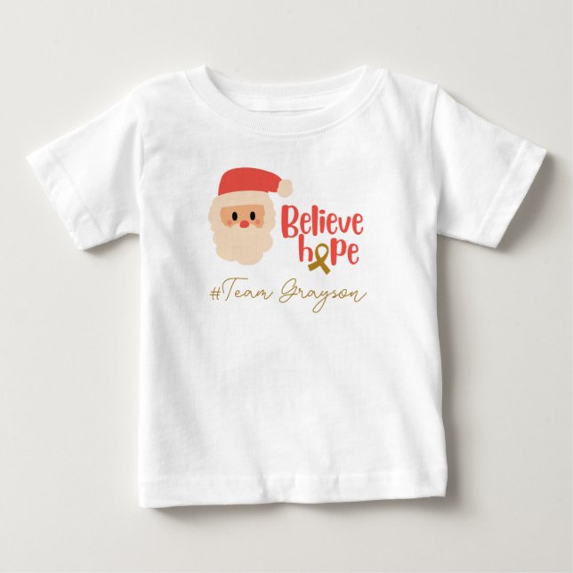Pour Bébé cancer de l'enfance Noël Personnalisé Baby T-shirt (Devant)