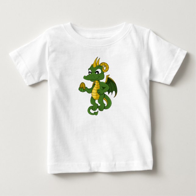 Pour Bébé Caricature de dragon vert Baby T-Shirt (Devant)