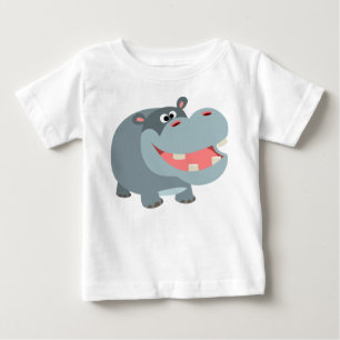Pour Bébé Caricature joli sourire Hippo Baby T-Shirt