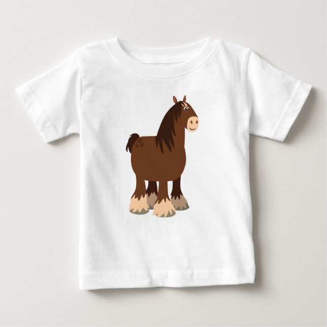 Pour Bébé Cartoon doux et calme Shire Cheval Baby T-shirt (Devant)