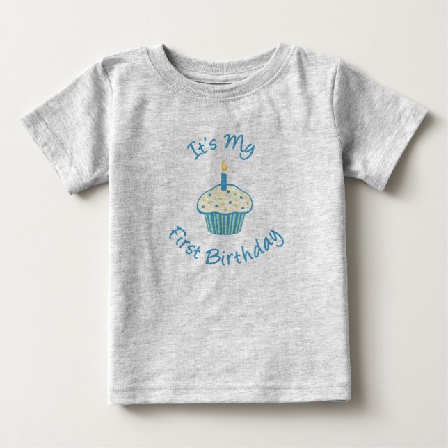 Pour Bébé C'est mon premier T-shirt Cupcake anniversaire (Devant)