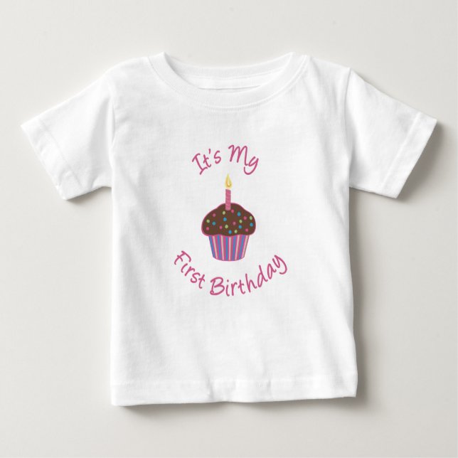 Pour Bébé C'est mon premier T-shirt Cupcake anniversaire (Devant)