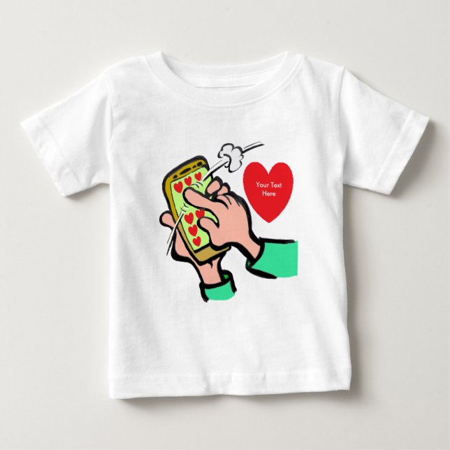 Pour Bébé Charmant Coeurs Téléphone Swipe T-shirt (Devant)