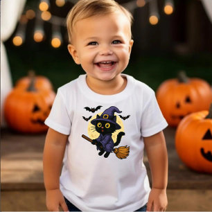 Pour Bébé Chat à Sorcière Volante" T-shirt adorable Hallowee
