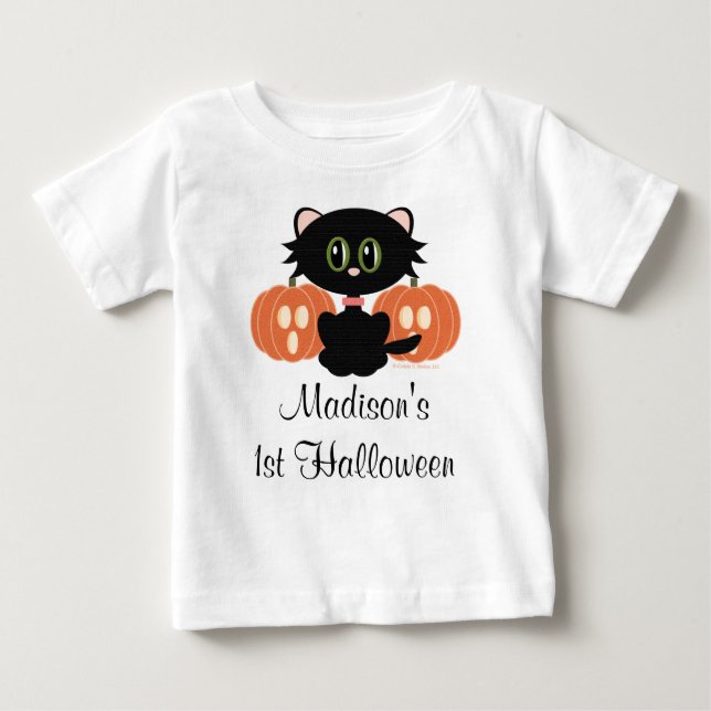 Pour Bébé Chat noir 1er T-shirt Halloween (Devant)