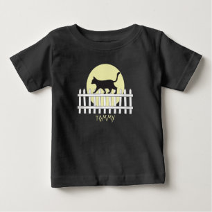 Pour Bébé Chat noir éffrayant sur T-shirt clôture de poche