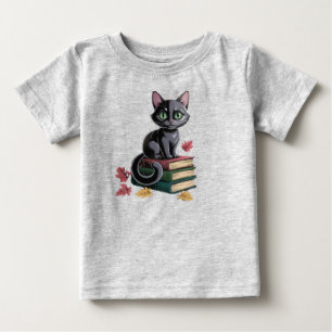 Pour Bébé Chat noir mignon sur les livres T-shirt Toddler