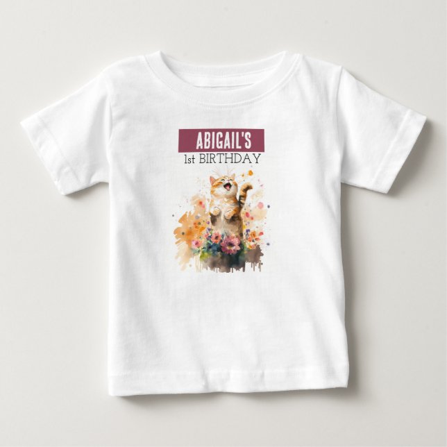 Pour Bébé Chat Spring Vibes - T-shirt 1er anniversaire (Devant)