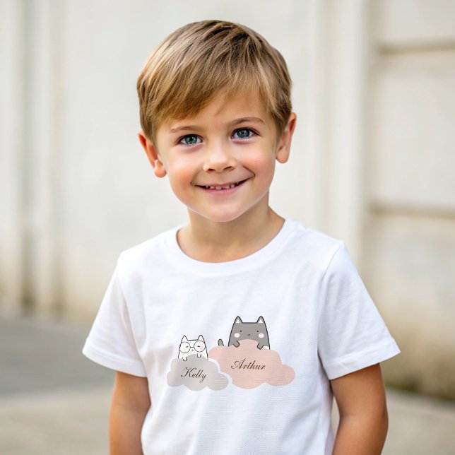 Pour Bébé Chatte Motif Kitten Cloud Baby T-shirt (Cute Pattern Kitten Cloud Baby T-Shirt)