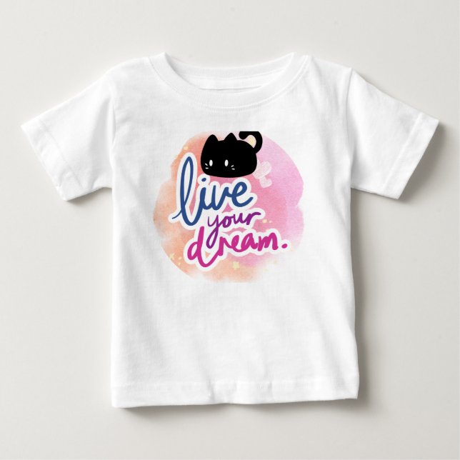 Pour Bébé chemise t-shirt design chat et rêve (Devant)